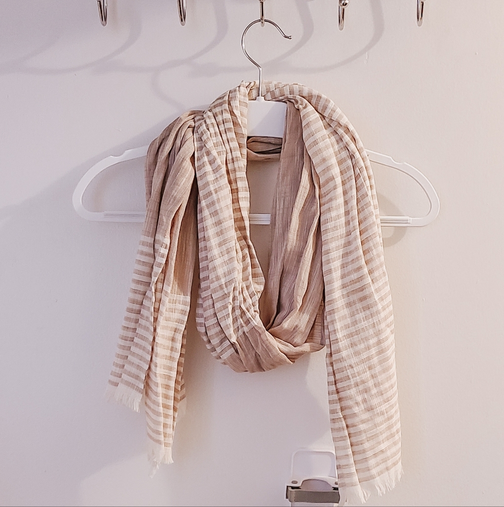 Neutral Striped Accent Scarf